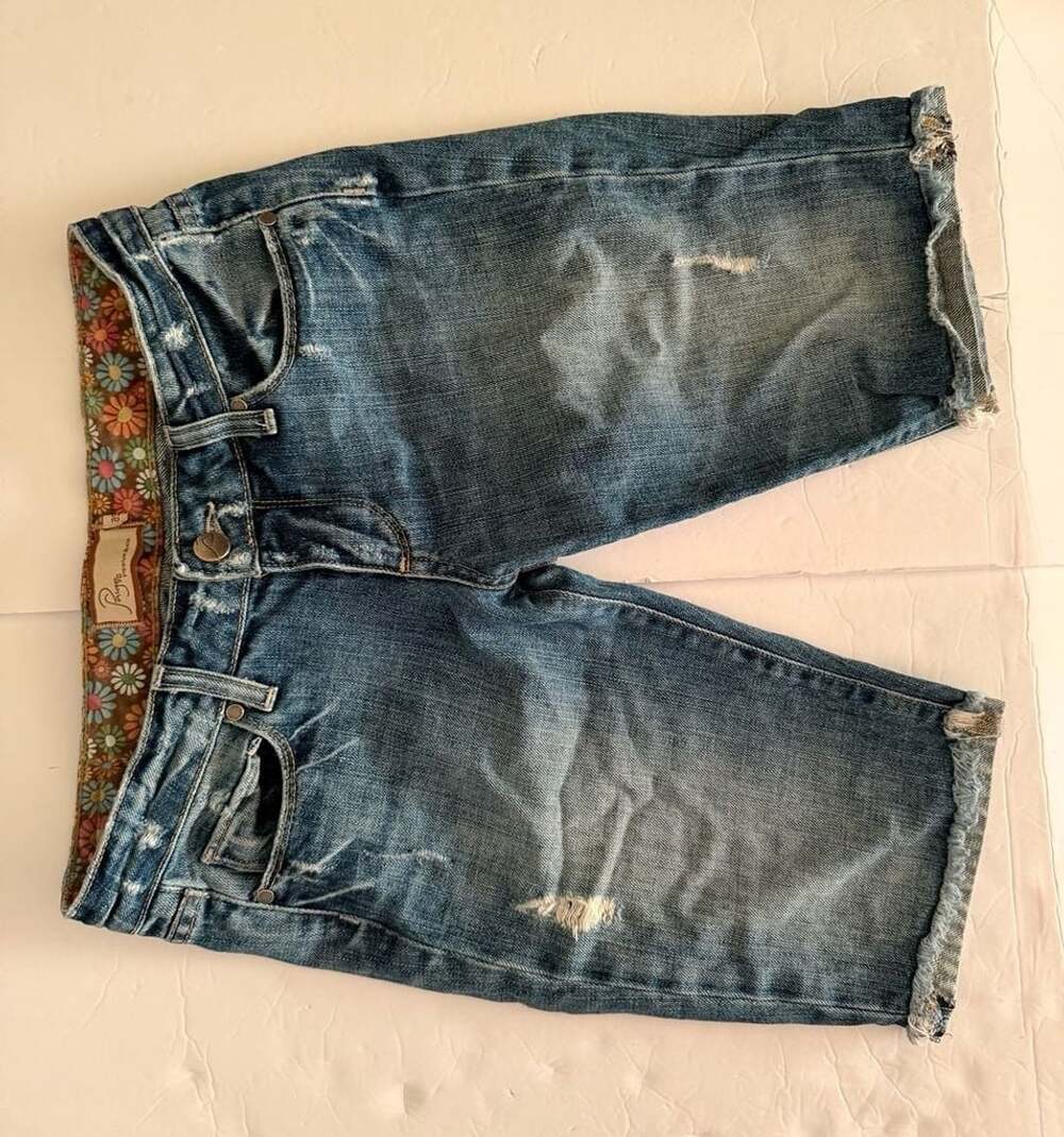 Y2K style Paige Premium Denim Blue Distressed Cut-off Shorts Size 25